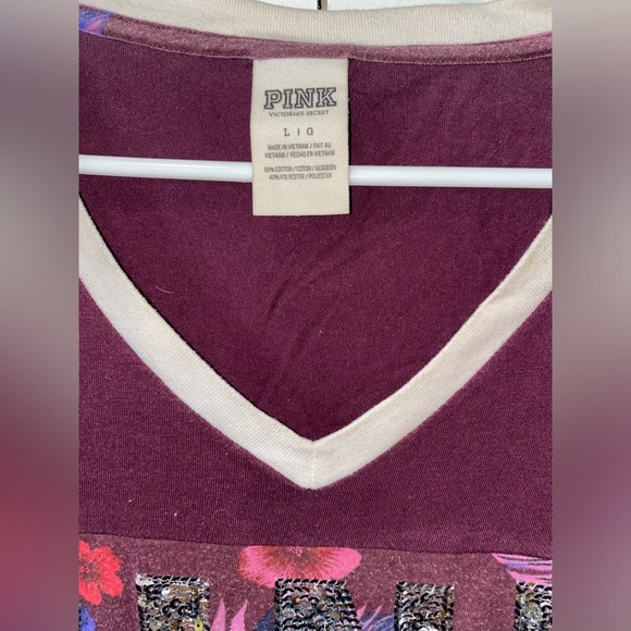 PINK Victorias Secret L Sequin Tshirt - Picture 3 of 3